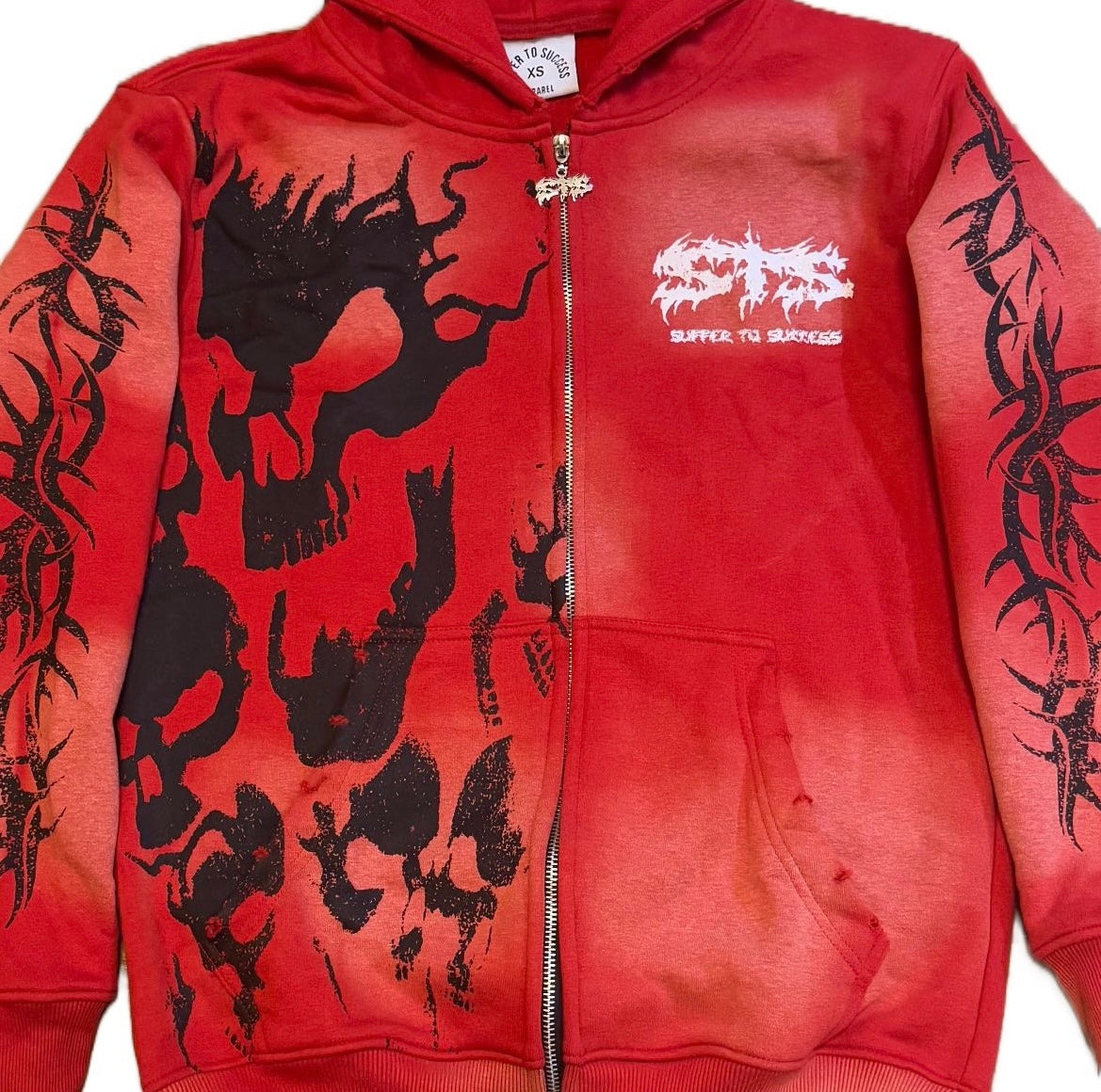 Red Sts skull hoodie